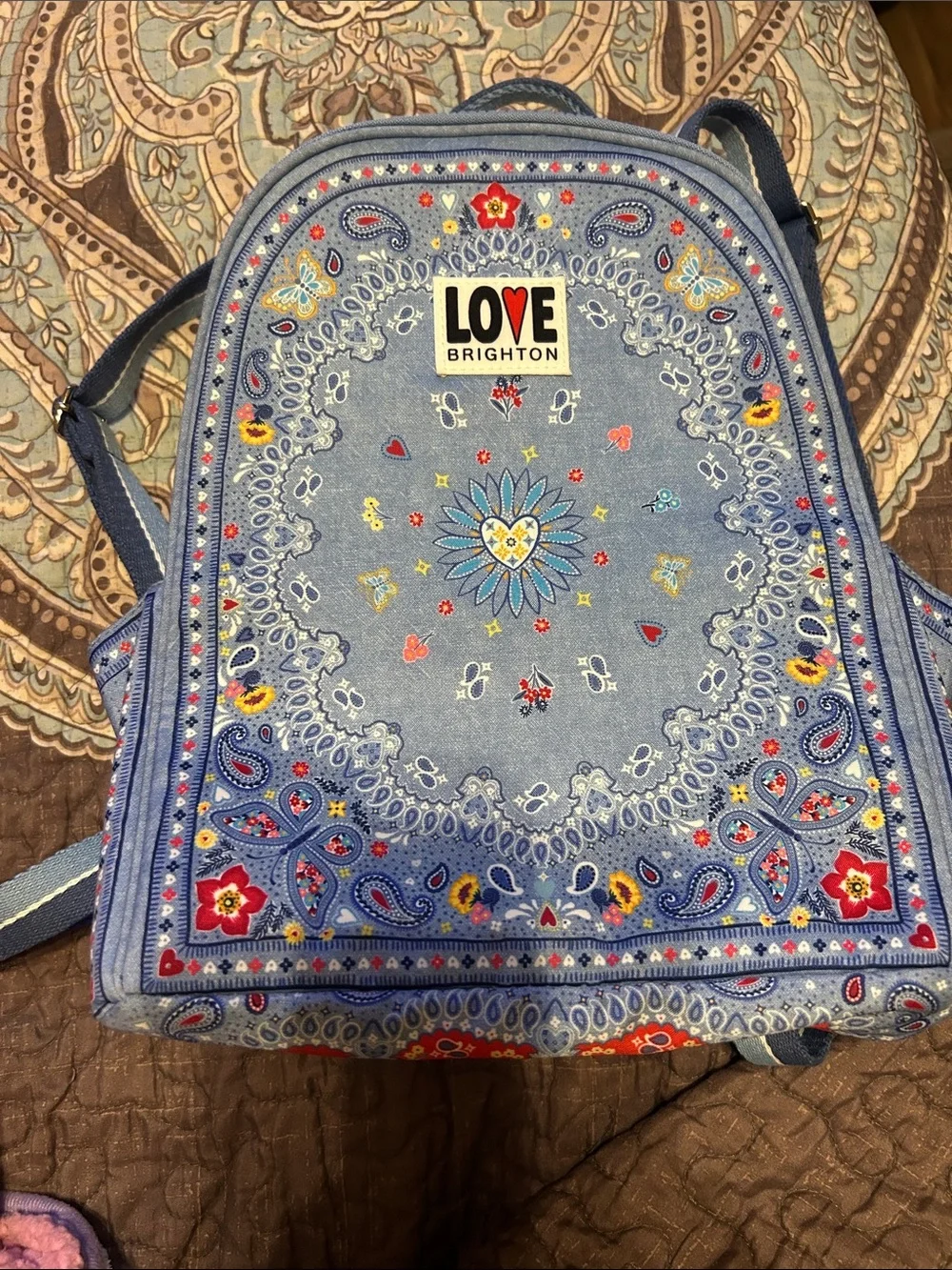 Brighton LOVE Denim Blue Paisley Backpack